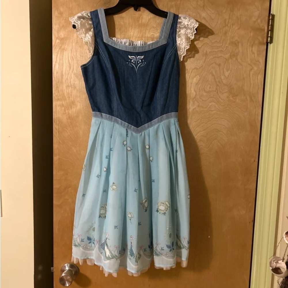 Blue Sundress with Flutter Sleeves and Square Neck